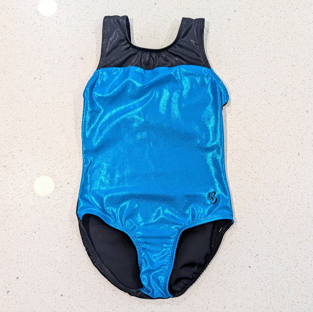 METALLIC KBEE Gymnastics Dance Leotard AS Small Shiny HOLOGRAPHIC Teal FLIPSIDE